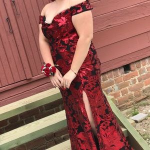 Red and black prom dress